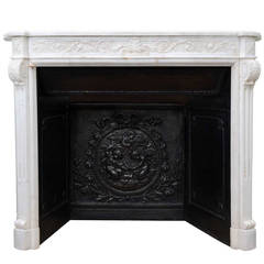 French Louis the 16th Style White Carrara Statuary Marble Fireplace