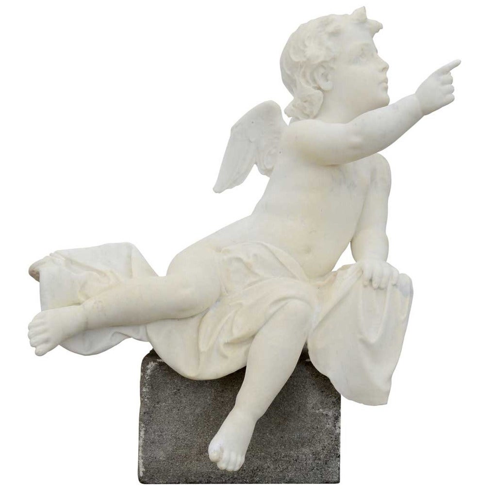 Little Marble Angel Statue, 19th Century