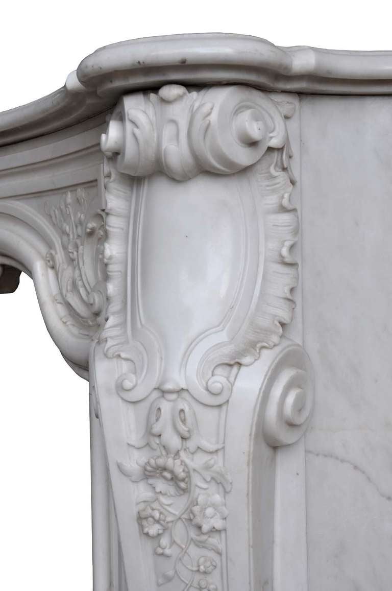 French Louis XV style white marble fireplace 1