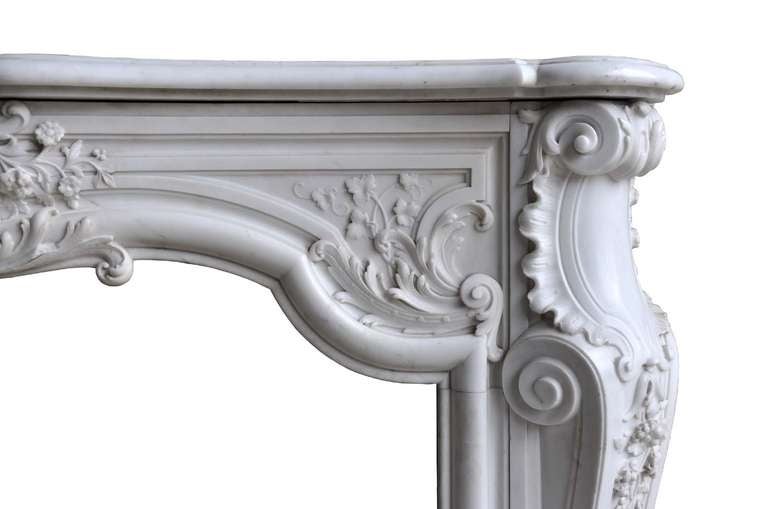 French Louis XV style white marble fireplace 2