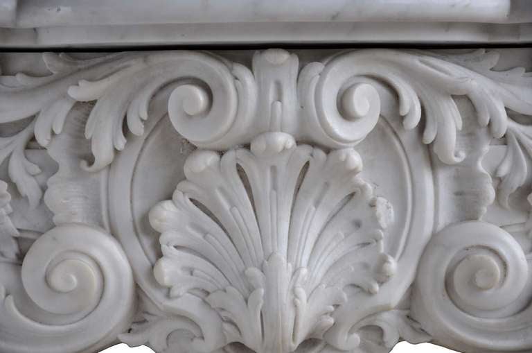 French Louis XV style white marble fireplace 3