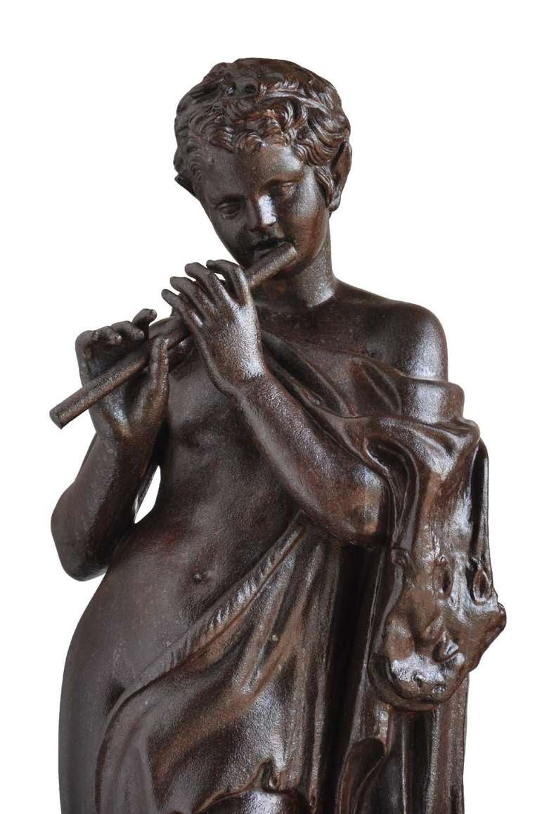 Faun with Pipes a Val D'Osne Foundry Cast Iron Figure, 19th Century