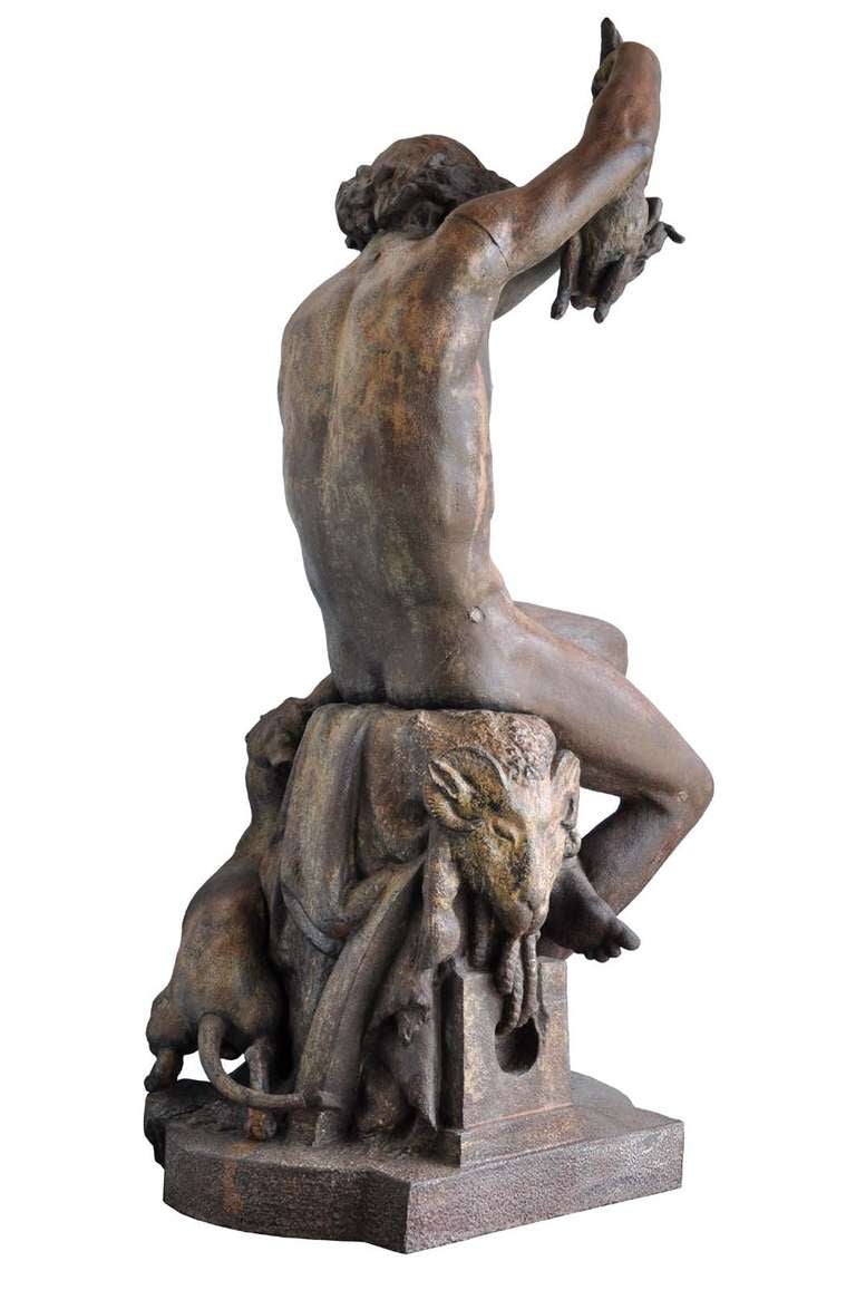 Iron Apollo hunter, cast-iron figure, Val d'Osne, late 19th century