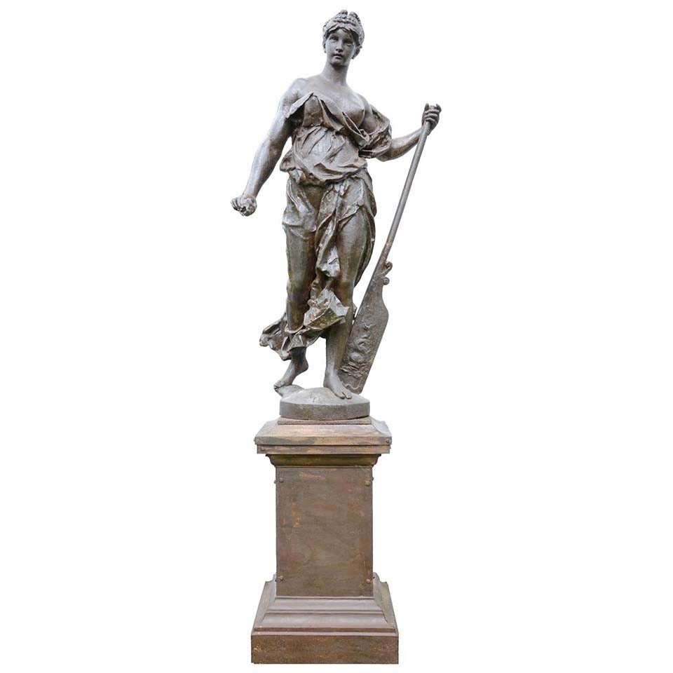 After J. Blanchard, Cast Iron Statue Named "La Navigation", 19th Century