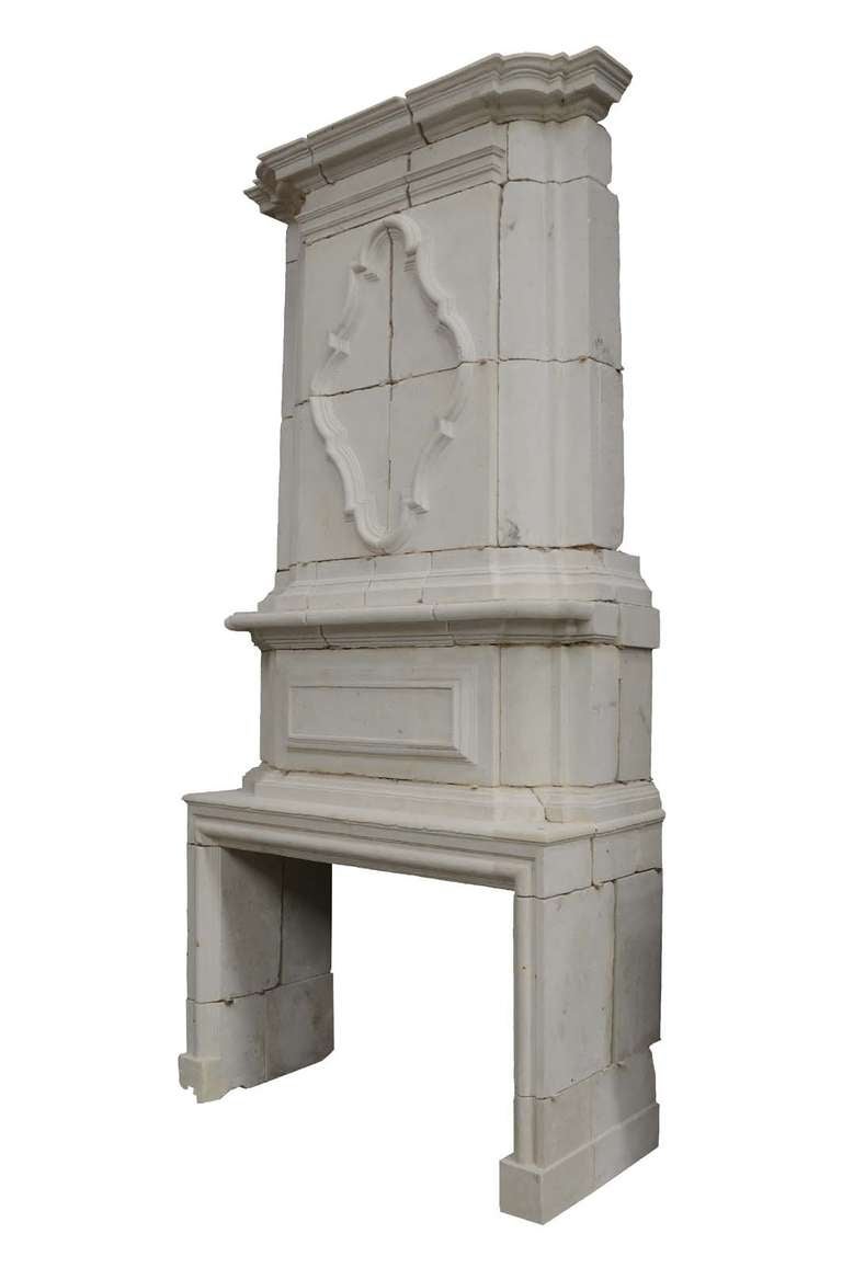 18th Century and Earlier French Louis XIV Period Limestone Fireplace
