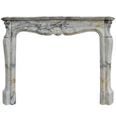 French Louis the 15th Style Arabescato Marble Fireplace, 19th Century