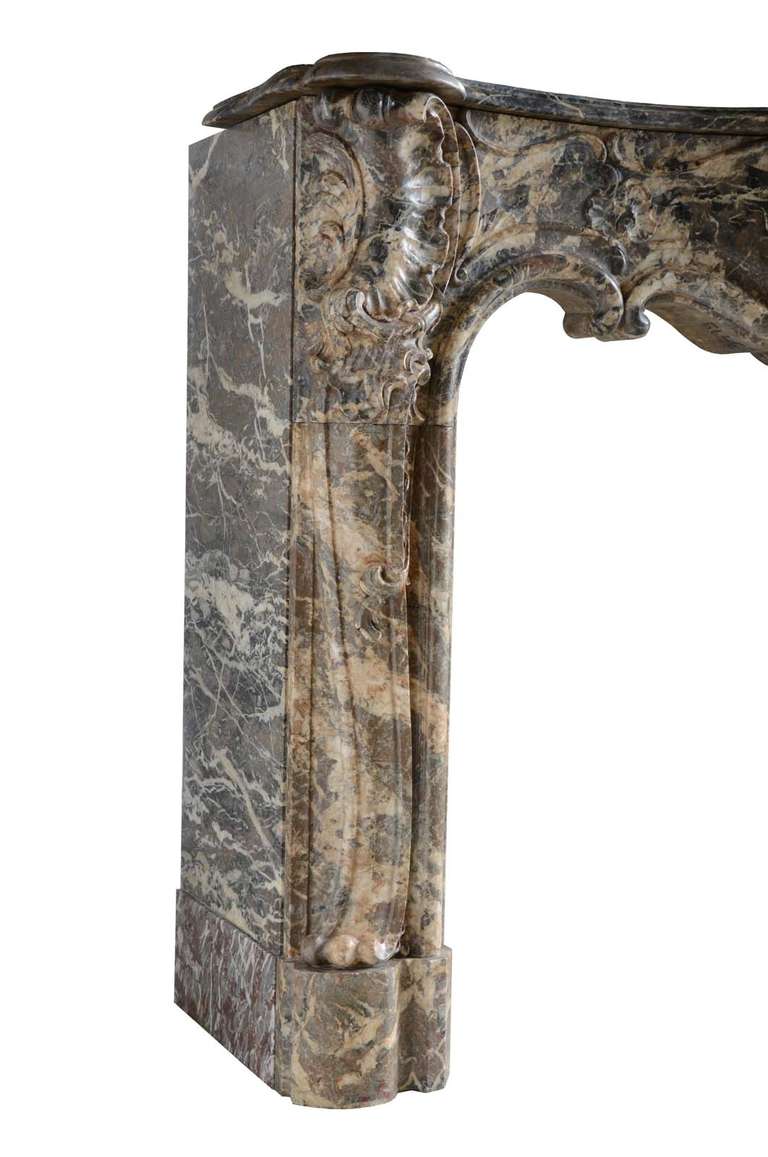 French Louis the 15th period marble fireplace dated 18th century. Opening : 36 x 40 in. Ref. : C3419