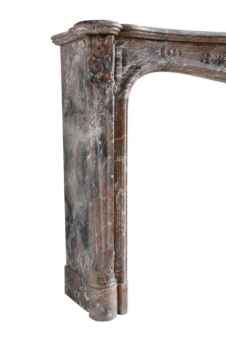 French Louis the 15th Style Red Marble Fireplace, 19th Century