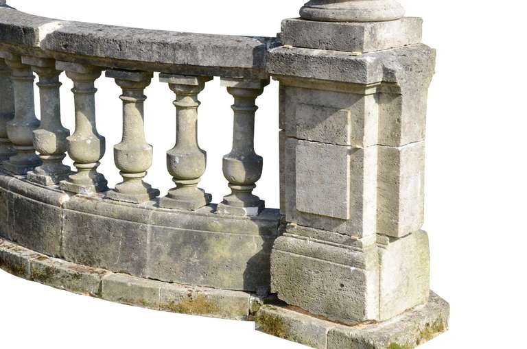 Stone balustrade with side columns  dated 19th century. Little accidents and losses. Restored. # E6525