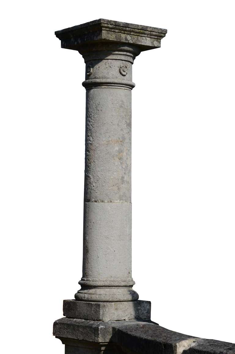 French Stone balustrade with side columns - 19th century
