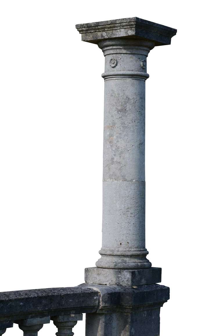 19th Century Stone balustrade with side columns - 19th century