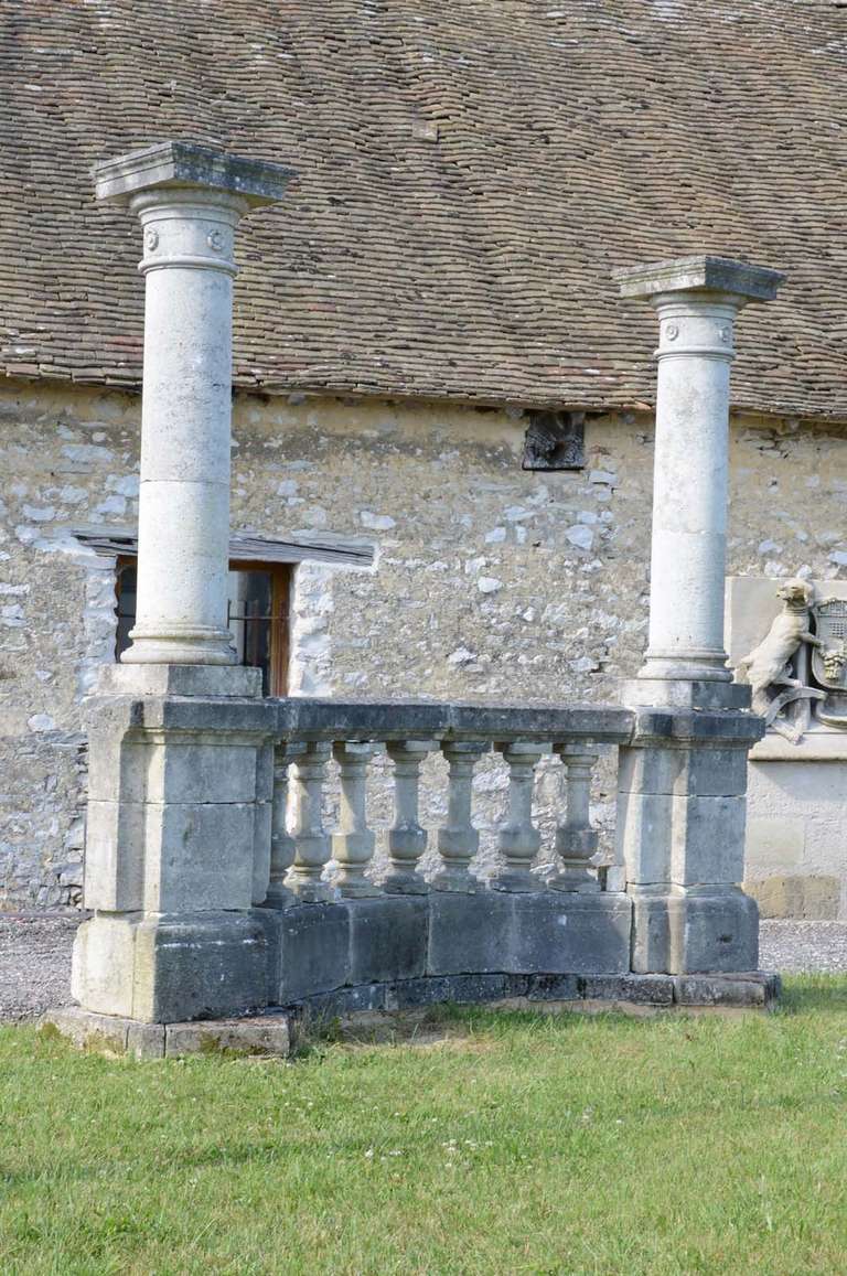 Stone balustrade with side columns - 19th century 1