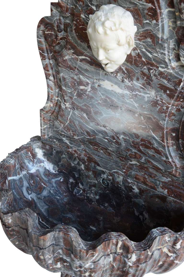 French Louis XIV Style Red Marble Wall Fountain, Late 19th Century 2