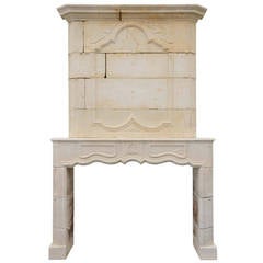 Louis XIV Period Limestone Fireplace with Overmantel Piece, Early 18th Century