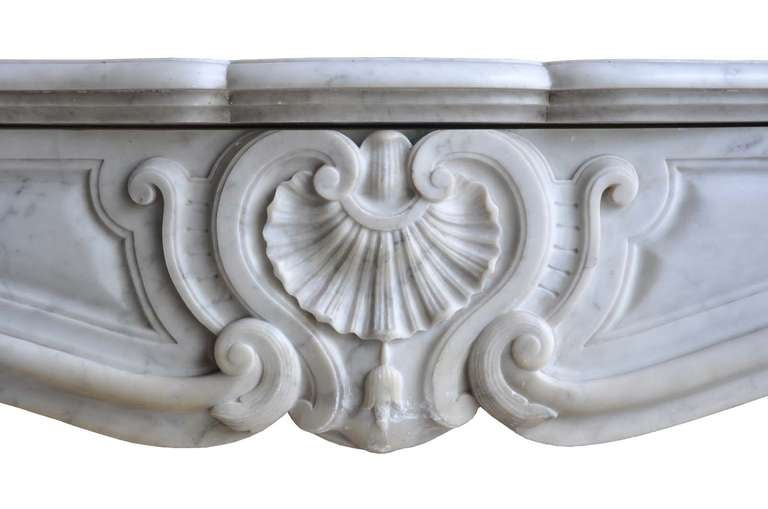 19th Century French Louis the 15th style white marble fireplace - Late 19th C.