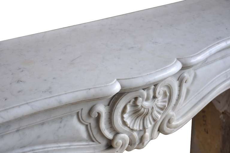 Marble French Louis the 15th style white marble fireplace - Late 19th C.