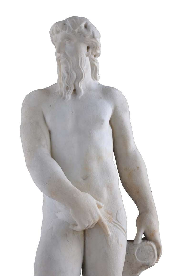 Neptune, White Marble Figure, Early 18th Century