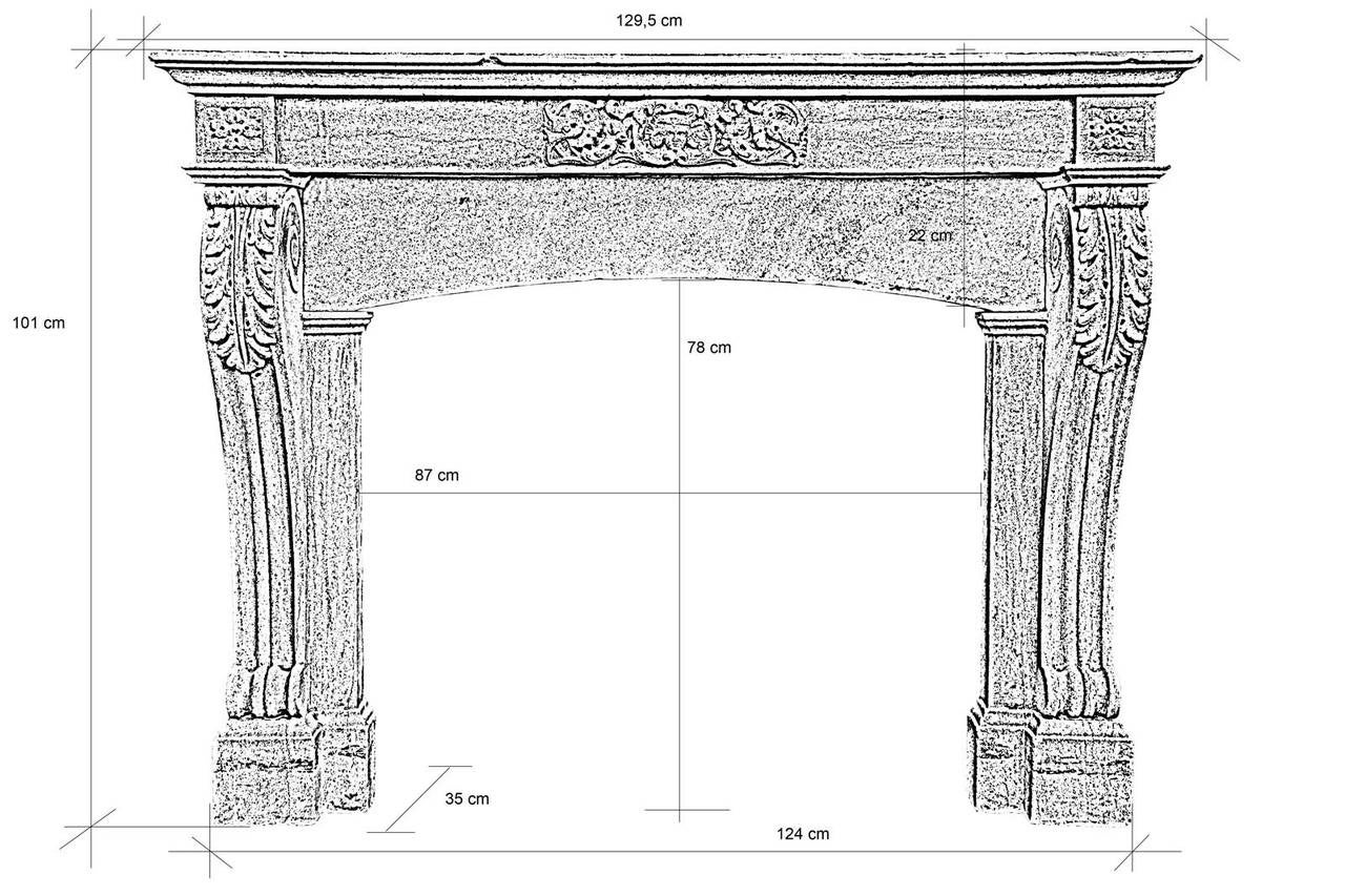 French Louis-Philippe Style Stone Fireplace, 19th Century