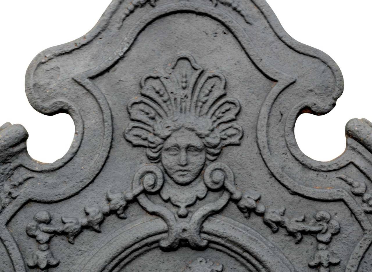 Cast Iron Fireback Representing Hercules Suffocating Antaeus, 18th Century