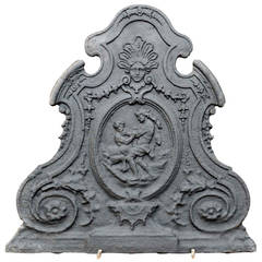 Cast Iron Fireback Representing Hercules Suffocating Antaeus, 18th Century