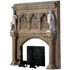 Vintage Medieval Style Terracotta Fireplace - 19th Century - # C3046