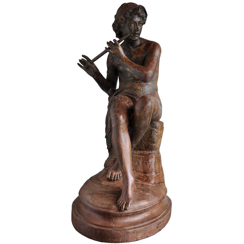 Daphnis a Life-Size French Cast Iron Figure, Late 19th Century For Sale
