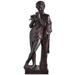 Antique Faun with Pipes a Val D'Osne Foundry Cast Iron Figure, 19th Century