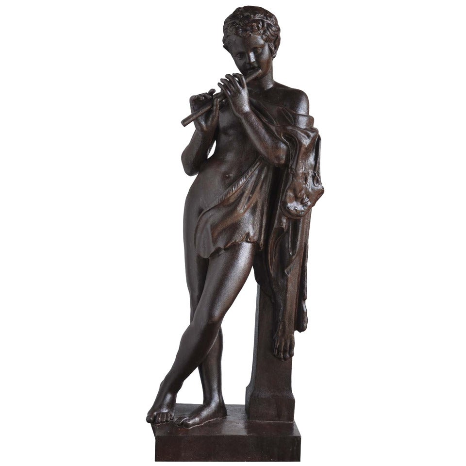 Faun with Pipes a Val D'Osne Foundry Cast Iron Figure, 19th Century For Sale