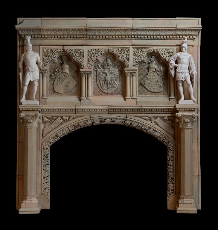 Medieval Style Terracotta Fireplace - 19th Century - # C3046
