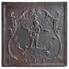 French Louis the 14th period cast iron fireback. Early 18th century