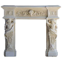 French Renaissance style limestone fireplace - Late 19th century.