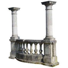 Stone balustrade with side columns - 19th century