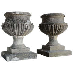 Antique Pair of stone garden vases - 19th century