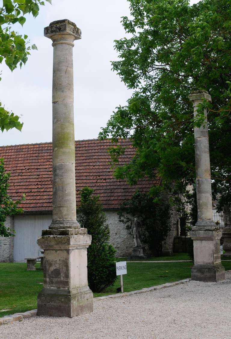 Belgian Pair of Important Stone Columns with Their Pedestals, 19th Century For Sale