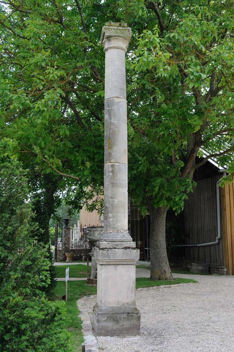 Pair of Important Stone Columns with Their Pedestals, 19th Century In Good Condition For Sale In Richebourg, Yvelines