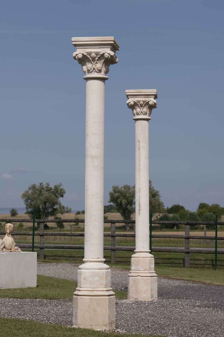 Pair of Corinthian style stone columns dated 19th Century. # E6010.