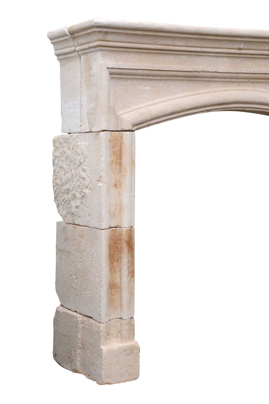 Carved French Louis XIV Style Limestone Fireplace, 17th Century