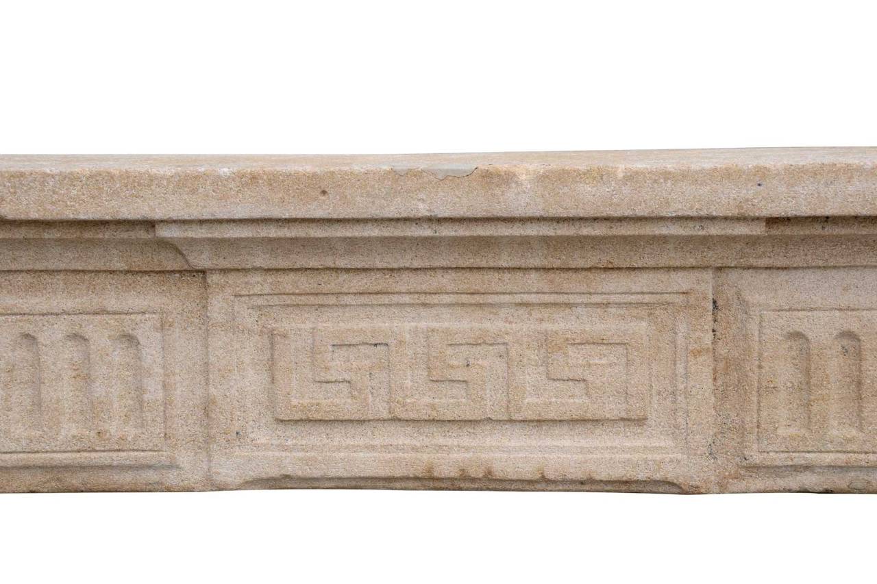 Late 18th Century French Louis XVI Style Limestone Fireplace, 18th Century