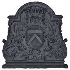 French Louis the 14th Period Cast Iron Fireback, Early 18th Century