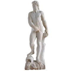 Neptune, White Marble Figure, Early 18th Century