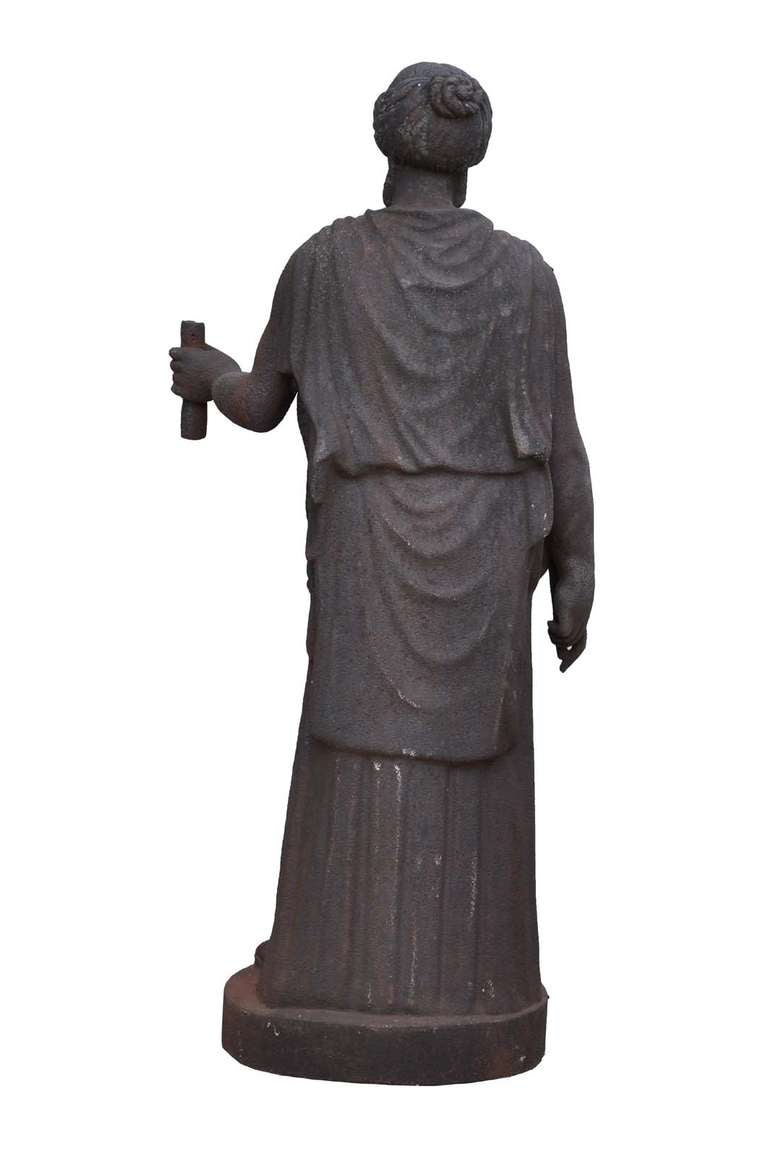 French Cast Iron Statue, Dated Late 19th Century