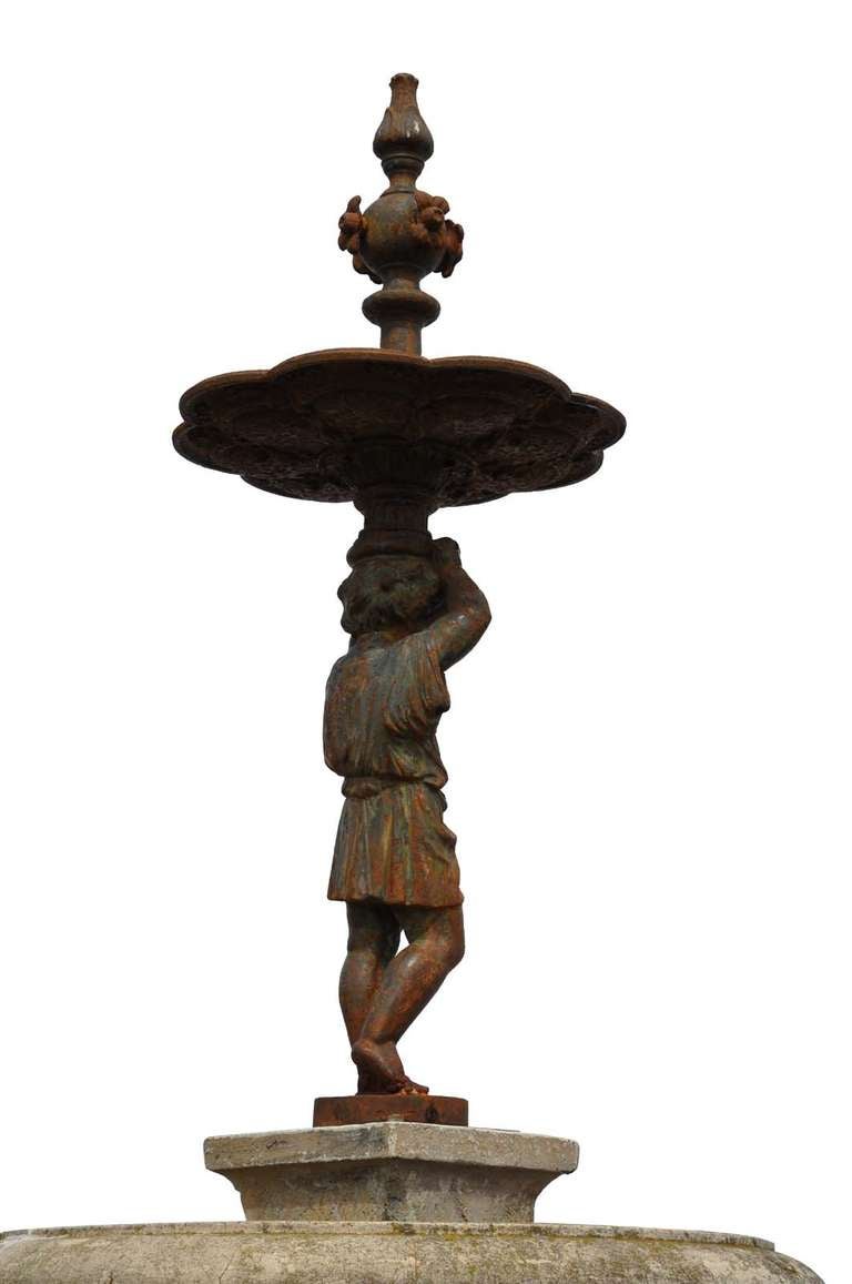 Cement Fountain Center Piece Dated Late 19th Century For Sale