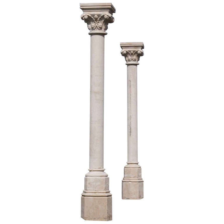 Pair of stone columns 19th Century For Sale at 1stDibs