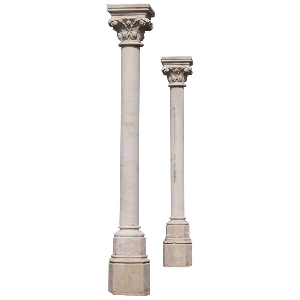 Pair of stone columns - 19th Century For Sale