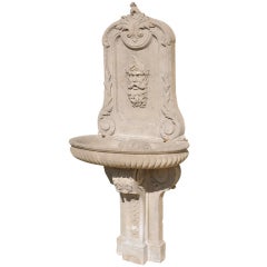 French Louis XIV Style Stone Wall Fountain 6