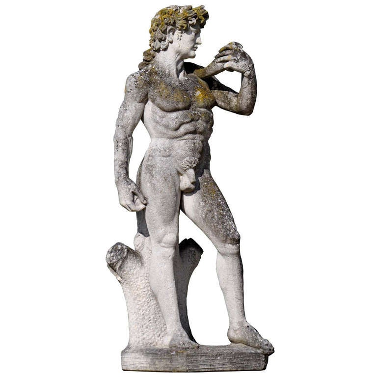Carved Stone Figure of David after Michelangelo, circa 1960 For Sale at 1stdibs