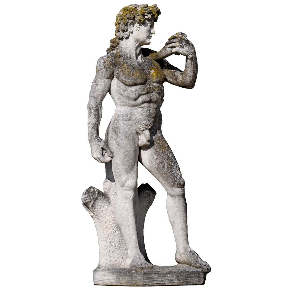 Carved Stone Figure of David after Michelangelo, circa 1960 For Sale