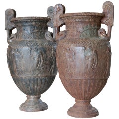 Pair of Cast Iron Vases, 19th Century