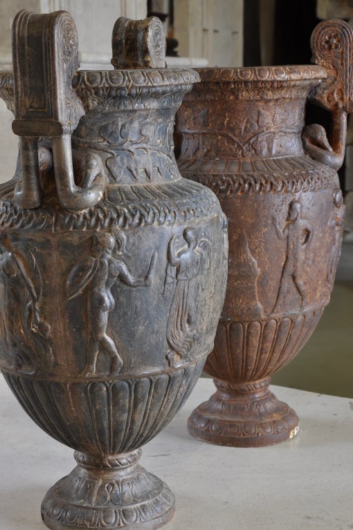 Pair of Cast Iron Vases, 19th Century For Sale 2