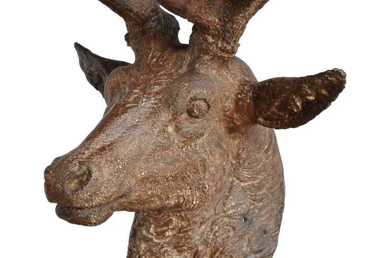 Cast iron deer head - Late 19th century In Good Condition In Richebourg, Yvelines